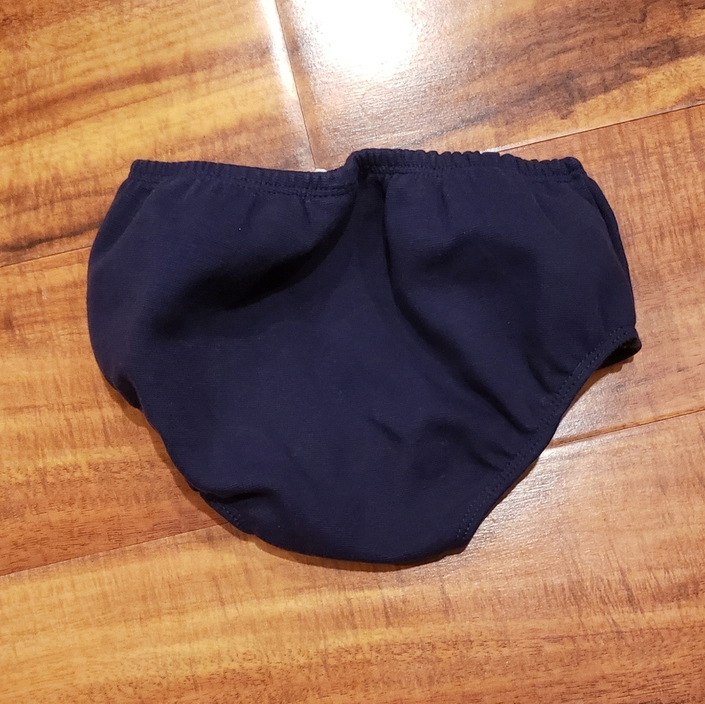 Janie and Jack EUC 12-18 months navy blue and white ponte dress w/ diaper cover - Picture 8 of 8